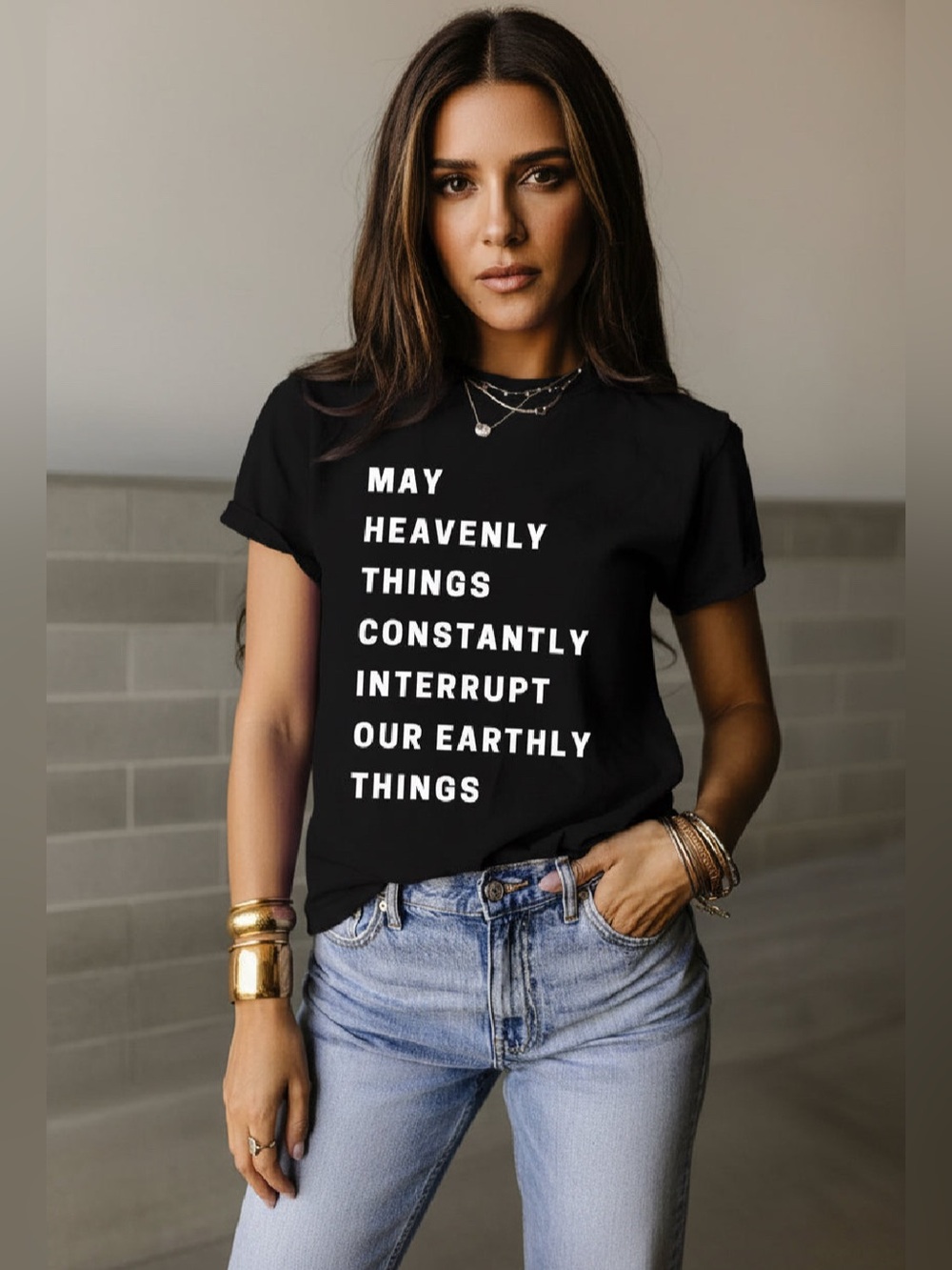 “May Heavenly Things…”Short Sleeve T-Shirt